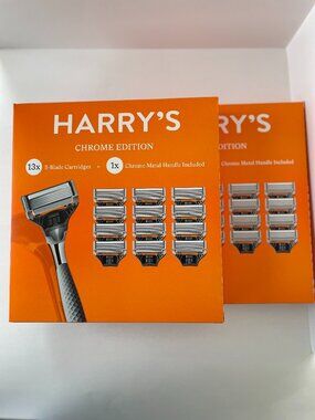 Harry’s Chrome Edition Razor Set Bundle • Lot of 2 • 26 Cartridges Total